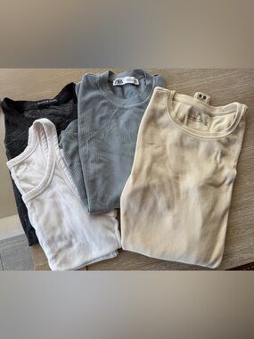 Bundle of Basics: 4 Women's Shirts Zara, Abercrombie, Brandy Melville, Aerie